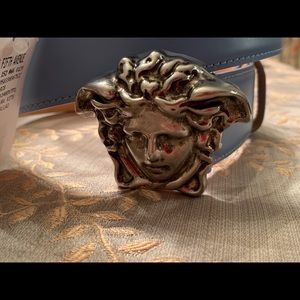 Versace Palazzo Belt Medusa Buckle Blue Sz 95(38)